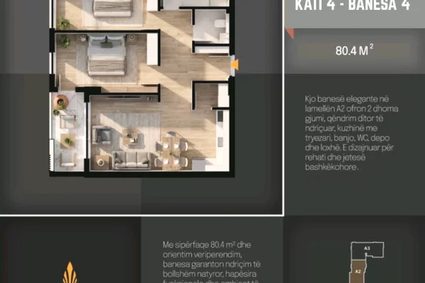 Shtepi ne shitje Apartament ne Prizren, 2+1, Mobilimi Bosh, pa mobiluar, Pagesa 96,480  Euro.