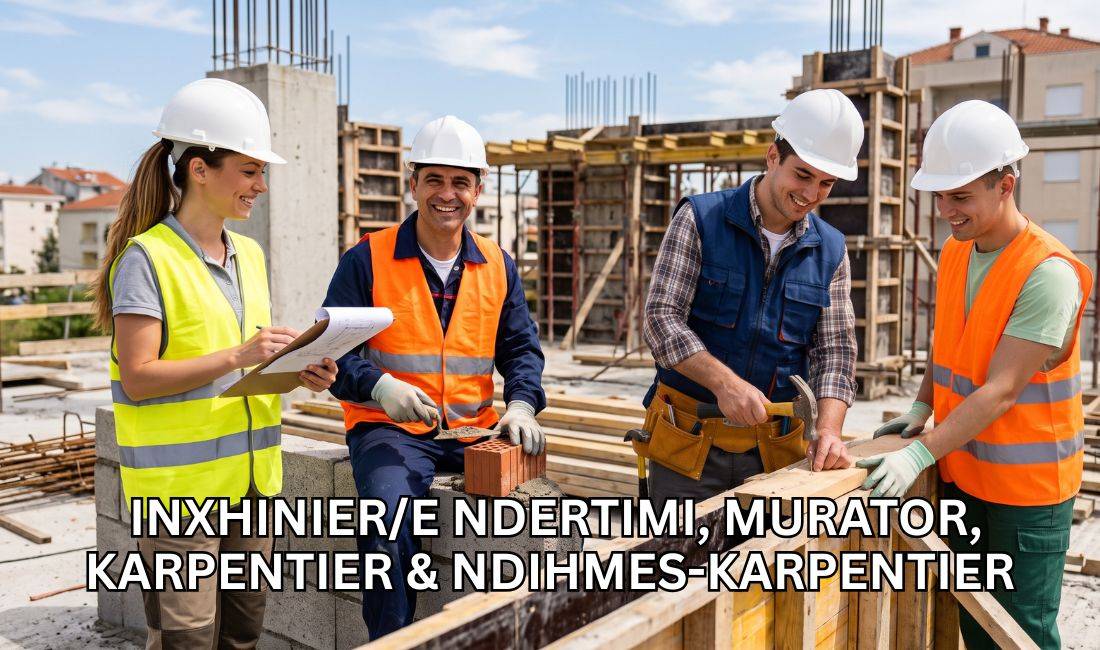 Job Offers in Tirana, Profession  Inxhinier Ndertimi (F/M), Murator, Karpentier, Ndihmes Karpentier , Beginner/Little experience, Payment By Agreement.