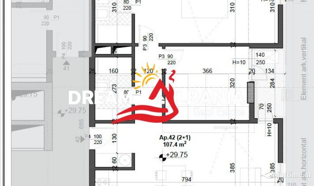 Apartment for sale in Tirana 2+1, Emty