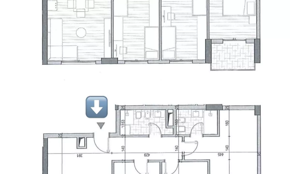 Shtepi ne shitje Apartament ne Tirane, 3+1, Mobilimi Bosh, pa mobiluar, Pagesa 175,305  Euro.