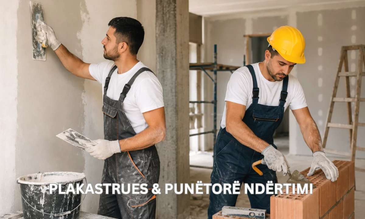Njoftime Pune ne Tirane, Profesioni Plakastrues & Punëtorë Ndërtimi , Me eksperience, Pagesa Me Marreveshje.