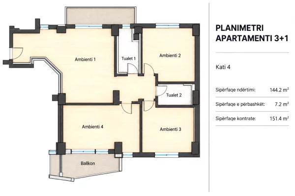 APARTAMENT PER ZYRA 3+1+2 ME QIRA – PRANE LIBRIT UNIVERSITAR, TIRANE