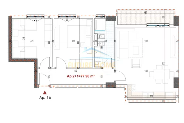 Shtepi ne shitje Apartament ne Tirane, 2+1, Mobilimi Bosh, pa mobiluar, Pagesa 10,400,000  Leke.