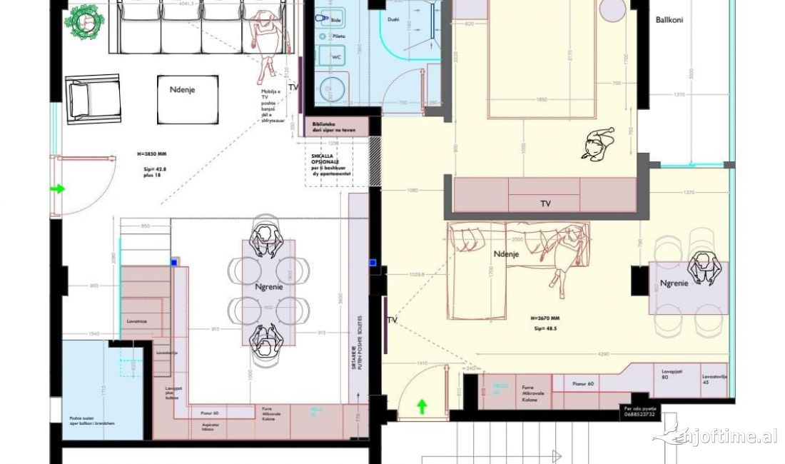 Shtepi ne shitje Apartament ne Tirane, 2+1, Mobilimi Bosh, pa mobiluar, Pagesa 140,000  Euro.