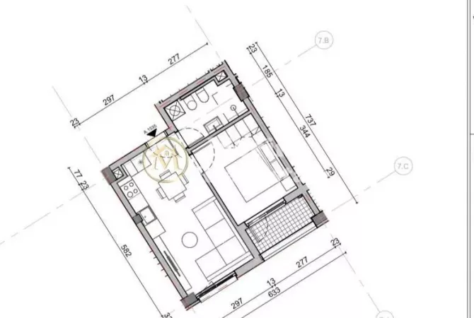 Shtepi ne shitje Apartament ne Tirane, 1+1, Mobilimi Bosh, pa mobiluar, Pagesa 69,500  Euro.