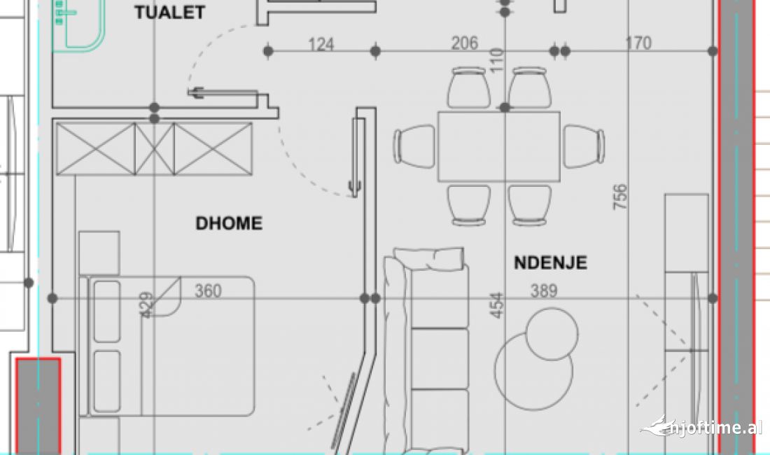 Shtepi ne shitje Apartament ne Tirane, 1+1, Mobilimi Bosh, pa mobiluar, Pagesa 343,900  Euro.