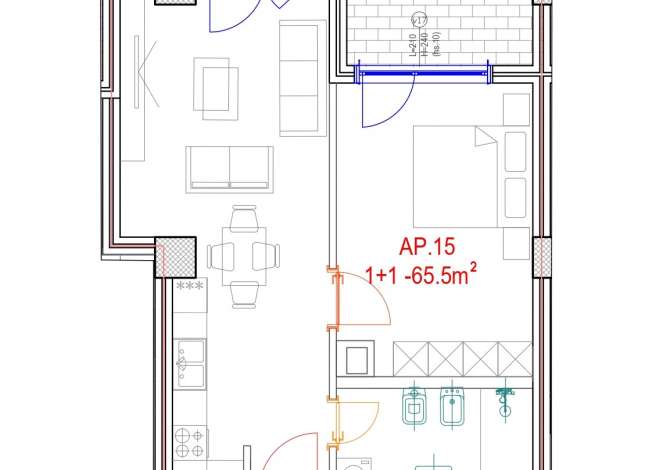 Shtepi ne shitje Apartament ne Tirane, 1+1, Mobilimi Bosh, pa mobiluar, Pagesa 117,000  Euro.