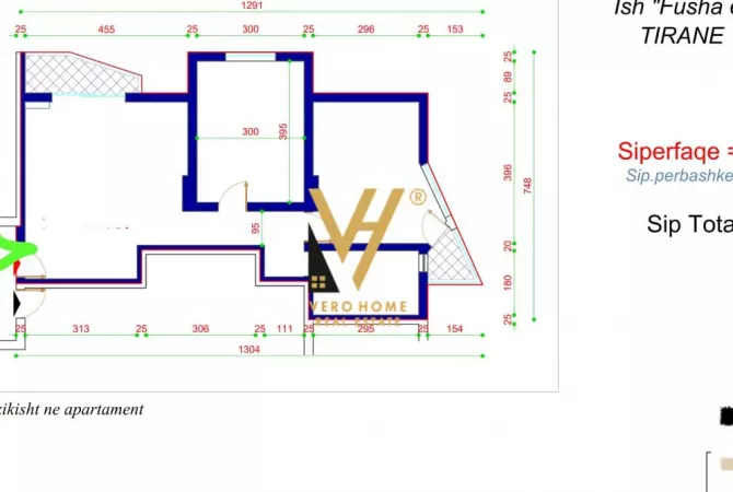 Shtepi ne shitje Apartament ne Tirane, 2+1, Mobilimi Bosh, pa mobiluar, Pagesa 165,000  Euro.