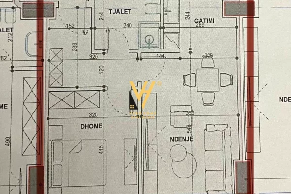 Shtepi ne shitje Apartament ne Tirane, 1+1, Mobilimi Bosh, pa mobiluar, Pagesa 300,000  Euro.